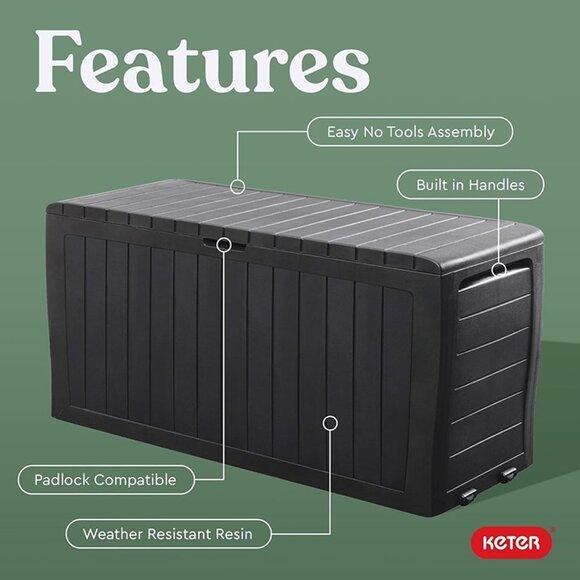 NEW Resin Deck Box-Organization and Storage for Patio Furniture Outdoor Cushions - Picture 3 of 9